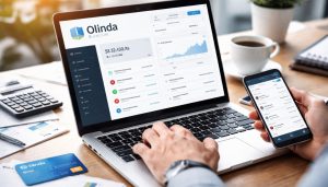 Gestion bancaire moderne en bureau clair