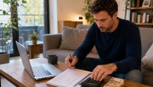 Travail concentré dans un salon cosy