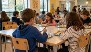 Déjeuner animé à la cafétéria scolaire