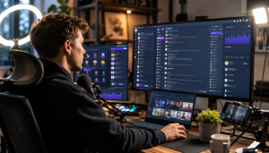 Espace de travail du créateur nocturne
